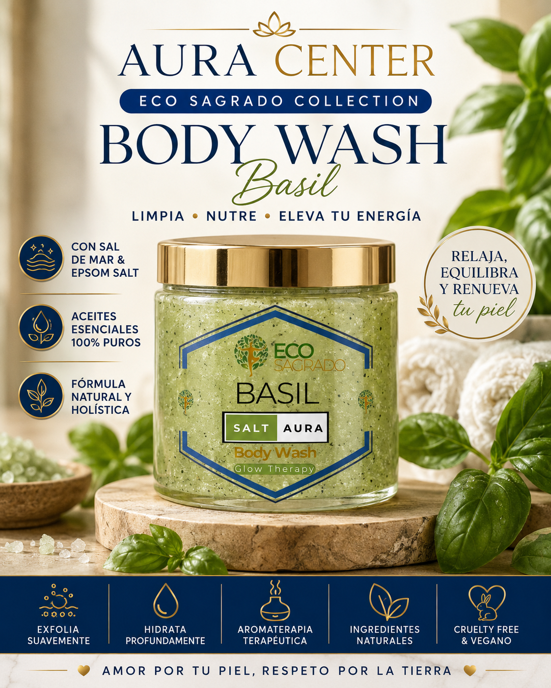 🌿 Body Wash/ Exfoliat Basil 🌿